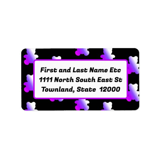 Rosa und Lila Teddybär Gradient Adressaufkleber (Vorne)
