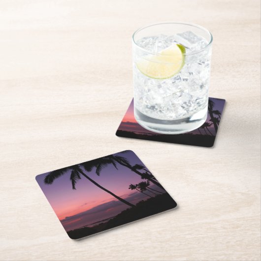 Rosa und lila tropischer rechteckiger pappuntersetzer (Vor Ort)