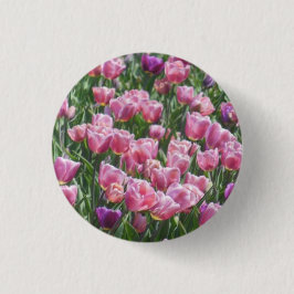 Rosa und lila Tulpe-Garten Button