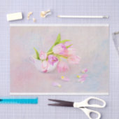Rosa und Lila Tulpen mit Vintagem Teebecher Seidenpapier (Handwerk)