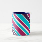 Rosa und Lila violett gestreifte Zwei-Tonen-Kaffee Zweifarbige Tasse (Mittel)