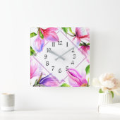 Rosa und Lila violette Wand-Uhr Quadratische Wanduhr (Zuhause)
