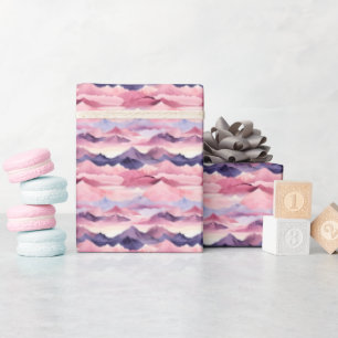 Rosa und Lila Wasserfarbe Landschaft Geschenkpapier