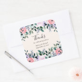 Rosa und Lila Wasserfarben - Blumenrinde Danke Quadratischer Aufkleber (Umschlag)
