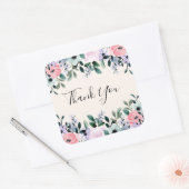 Rosa und Lila Wasserfarben - Blumenrinde Danke Quadratischer Aufkleber (Umschlag)