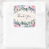 Rosa und Lila Wasserfarben - Blumenrinde Danke Quadratischer Aufkleber (Tasche)