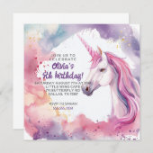 Rosa und Lila Wasserfarbeneinmischung zum Geburtst Einladung (Vorne/Hinten)