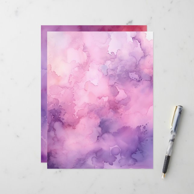 Rosa und Lila Watercolor-Scrapbook (Vorderseite/Rückseite Beispiel)
