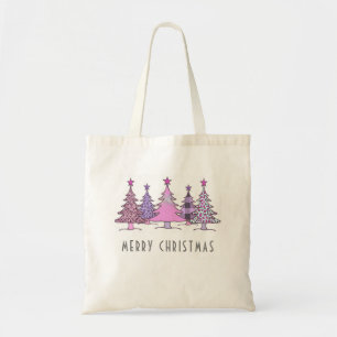 Rosa und Lila Weihnachtsbäume Tote Tasche