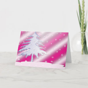 Rosa und Lila Weihnachtsbaumkarte Feiertagskarte