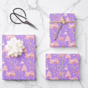 Rosa und Lila Weihnachtsgestaltung Geschenkpapier Set