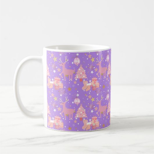 Rosa und Lila Weihnachtsgestaltung Kaffeetasse (Links)