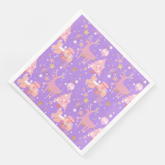 Rosa und Lila Weihnachtsgestaltung Serviette (Ecke)