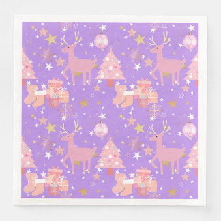 Rosa und Lila Weihnachtsgestaltung Serviette