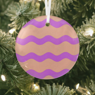Rosa und lila Wellenmuster Ornament Aus Glas
