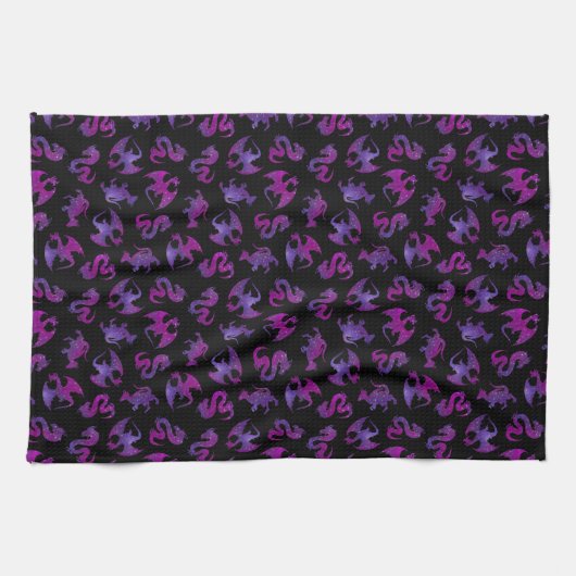 Rosa und Lila Weltraumdrachen Geschirrtuch (Horizontal)