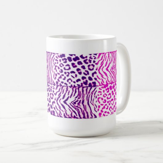 Rosa und Lila Wildtiermuster Kaffeetasse (VorderseiteRechts)