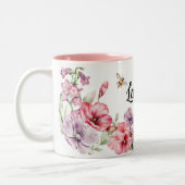 Rosa und Lila Wrap-Around-Bienen und -Blume, zwei Zweifarbige Tasse (Links)