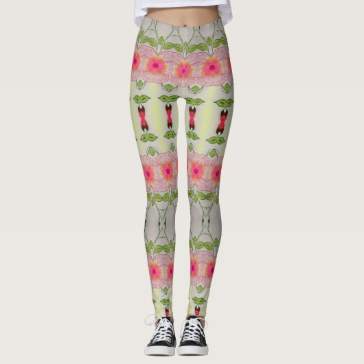 Rosa und Limettengrün Leggings (Vorderseite)