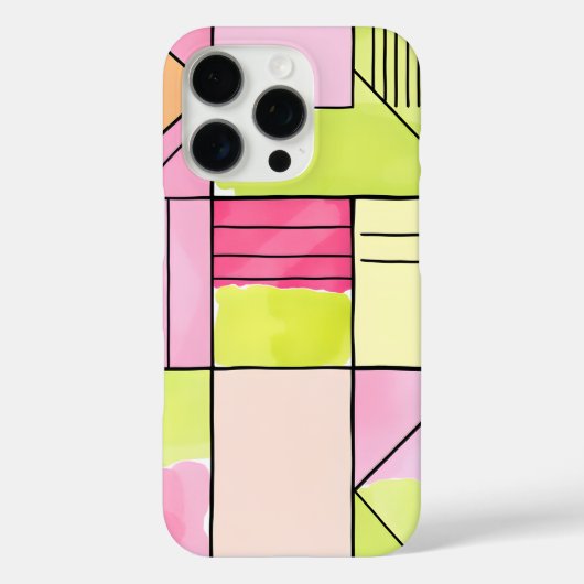 Rosa und Limettengrün Patchwork abstrakt Case-Mate iPhone Hülle (Rückseite)