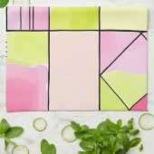 Rosa und Limettengrün Patchwork abstrakt Geschirrtuch (Gefaltet)