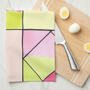 Rosa und Limettengrün Patchwork abstrakt Geschirrtuch