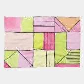 Rosa und Limettengrün Patchwork abstrakt Geschirrtuch (Horizontal)