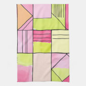 Rosa und Limettengrün Patchwork abstrakt Geschirrtuch (Vertikal)