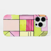 Rosa und Limettengrün Patchwork abstrakt iPhone Hülle (Rückseite (Horizontal))