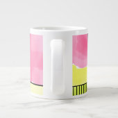 Rosa und Limettengrün Patchwork abstrakt Jumbo-Tasse (Rückseite)
