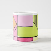 Rosa und Limettengrün Patchwork abstrakt Jumbo-Tasse (Vorderseite)