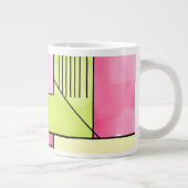Rosa und Limettengrün Patchwork abstrakt Jumbo-Tasse (Rechts)