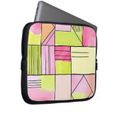 Rosa und Limettengrün Patchwork abstrakt Laptopschutzhülle (Vorne Rechts)