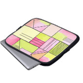 Rosa und Limettengrün Patchwork abstrakt Laptopschutzhülle (Vorne Knopf)