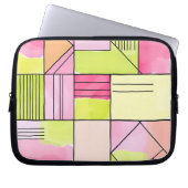 Rosa und Limettengrün Patchwork abstrakt Laptopschutzhülle (Vorderseite)