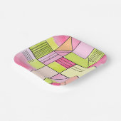 Rosa und Limettengrün Patchwork-Abstrakt Pappteller (Gewinkelt)
