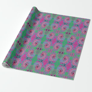 Rosa und Limettengrüne Groovy abstrakte Retro-Spir Geschenkpapier