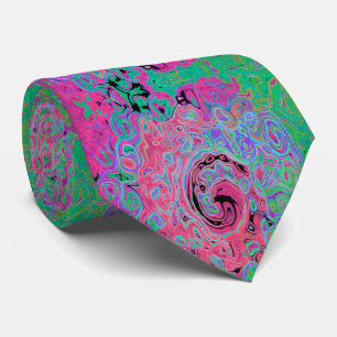 Rosa und Limettengrüne Groovy abstrakte Retro-Spir Krawatte