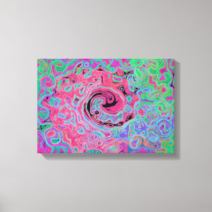 Rosa und Limettengrüne Groovy abstrakte Retro-Spir Leinwanddruck