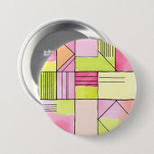 Rosa und Limettengrüne Patchwork-Abstraktion Button (Vorne & Hinten)