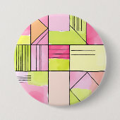 Rosa und Limettengrüne Patchwork-Abstraktion Button (Vorderseite)