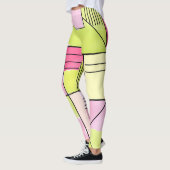 Rosa und Limettengrüne Patchwork-Abstraktion Leggings (Links)