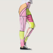 Rosa und Limettengrüne Patchwork-Abstraktion Leggings (Rechts)