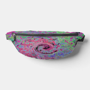 Rosa und Limettengrüner Groovy Abstrakter Retro-Wi Bauchtasche