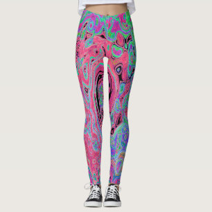 Rosa und Limettengrüner Groovy Abstrakter Retro-Wi Leggings