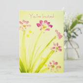 Rosa und Limone Blüten Einladung (Stehend Vorderseite)