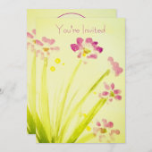 Rosa und Limone Blüten Einladung (Vorne/Hinten)
