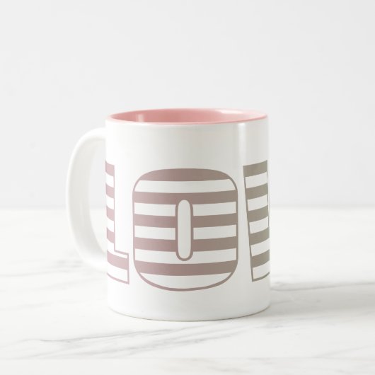 Rosa und Limone Liebe Streifen Zweifarbige Tasse (Vorderseite Links)