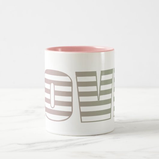 Rosa und Limone Liebe Streifen Zweifarbige Tasse (Mittel)
