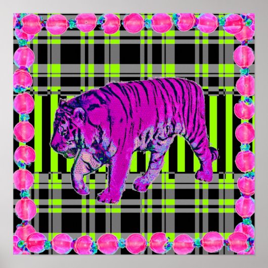 Rosa und Limone Tiger-Grafik Poster (Vorne)
